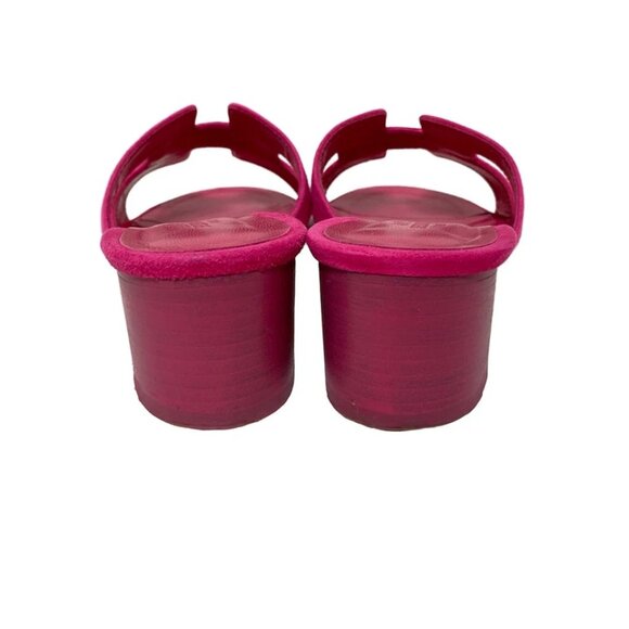 HERMES Oasis - Pink Suede Women's Sandals 558-061025 - Picture 5 of 8